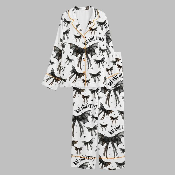 Halloween Bat Shit Crazy Gothic Coquette Bow Pajama Set 2