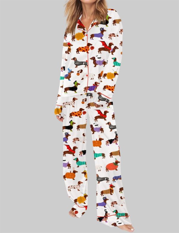 Halloween Dachshund Pajama Set For Women 2