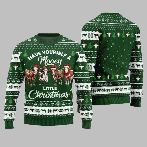 Have Yourself A Mooey Little Christmas Ugly Christmas Sweater 1