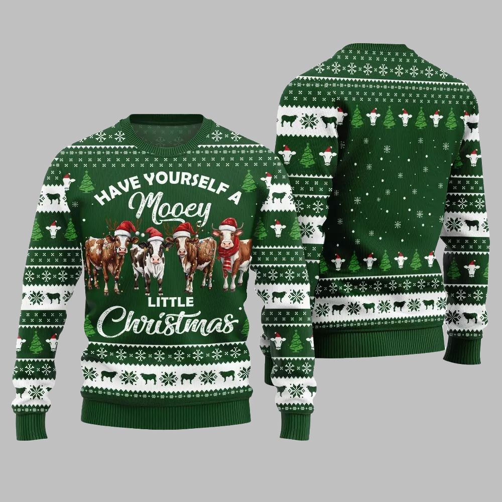 Have Yourself A Mooey Little Christmas Ugly Christmas Sweater 1 Have Yourself A Mooey Little Christmas Ugly Christmas Sweater 1