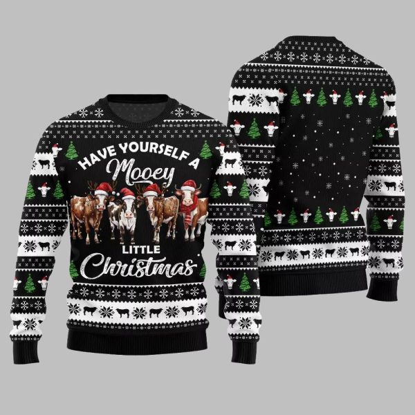 Have Yourself A Mooey Little Christmas Ugly Christmas Sweater 2