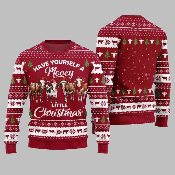 Have Yourself A Mooey Little Christmas Ugly Christmas Sweater 3
