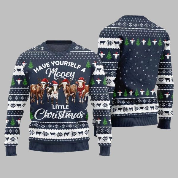 Have Yourself A Mooey Little Christmas Ugly Christmas Sweater 4
