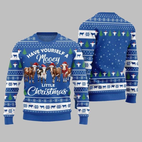 Have Yourself A Mooey Little Christmas Ugly Christmas Sweater 5