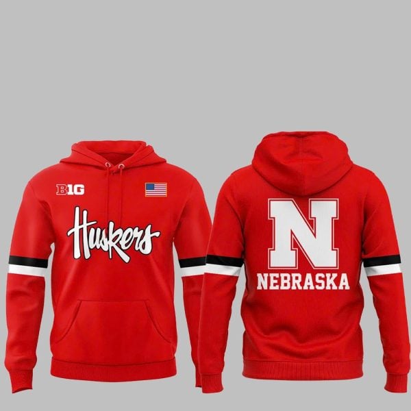 Huskers Nebraska Big Ten Flag Hoodie 2025 0