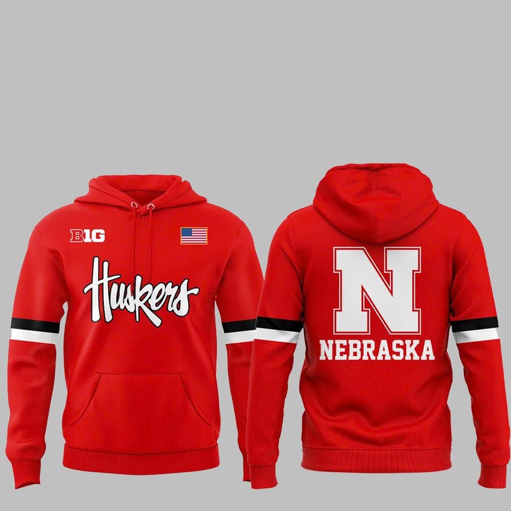 Huskers Nebraska Big Ten Flag Hoodie 2025 0 Huskers Nebraska Big Ten Flag Hoodie 2025 0