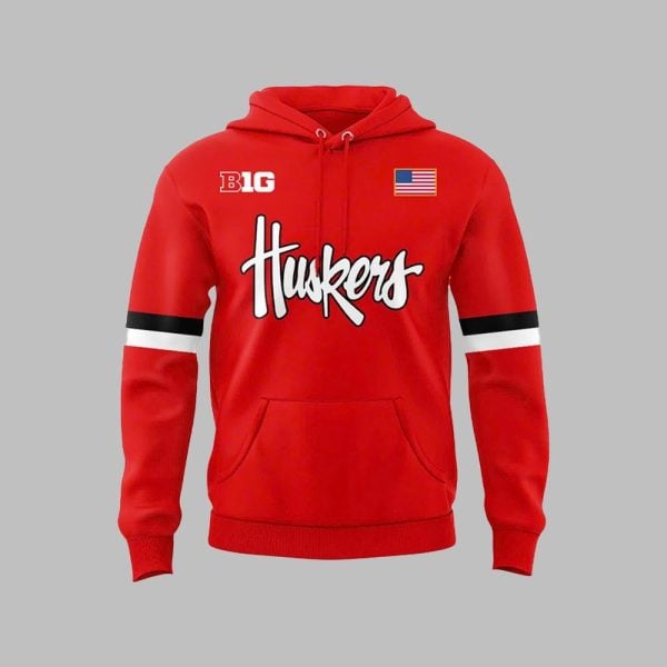 Huskers Nebraska Big Ten Flag Hoodie 2025 2