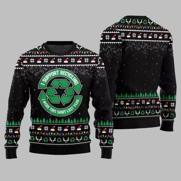 I Support Recycling Ugly Sweater Christmas 2025 2
