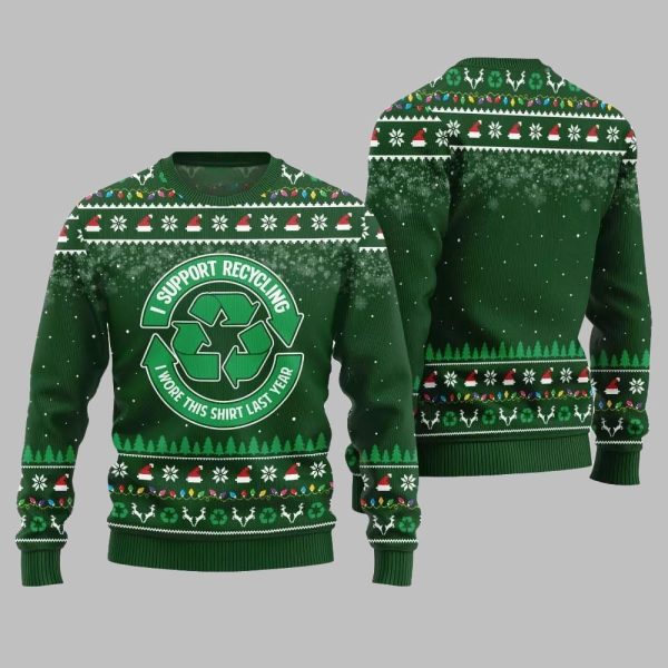 I Support Recycling Ugly Sweater Christmas 2025 3