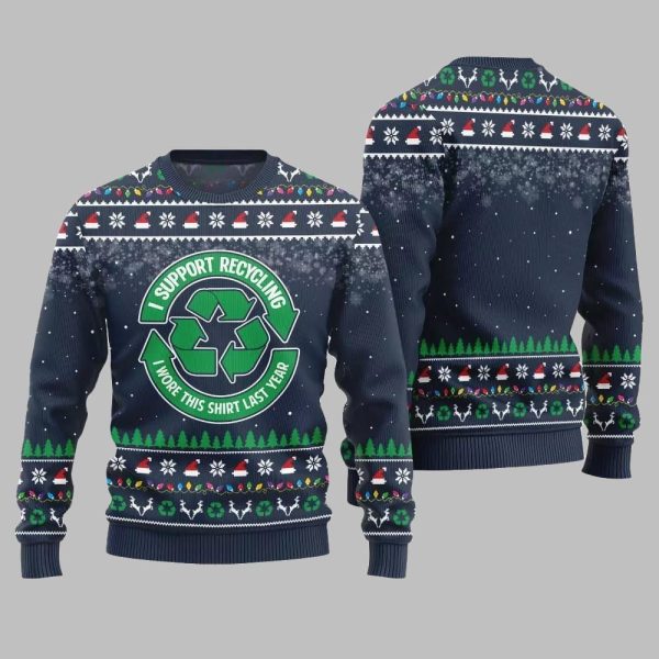 I Support Recycling Ugly Sweater Christmas 2025 4