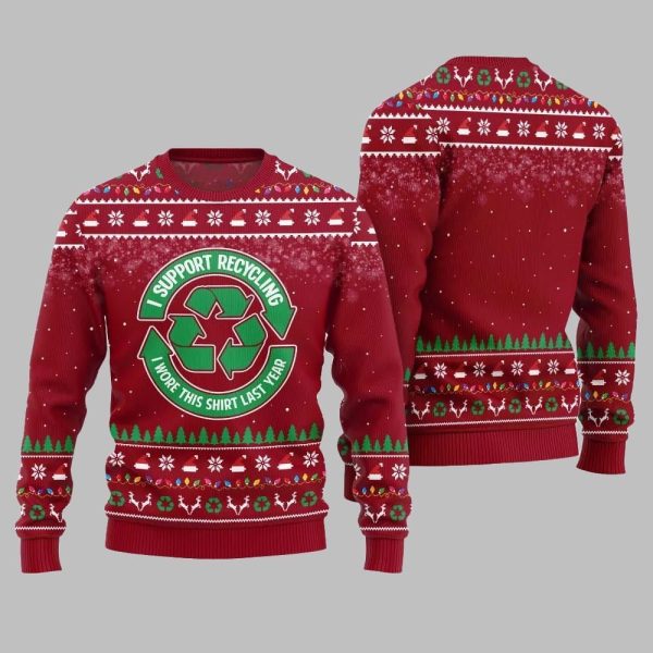 I Support Recycling Ugly Sweater Christmas 2025 5