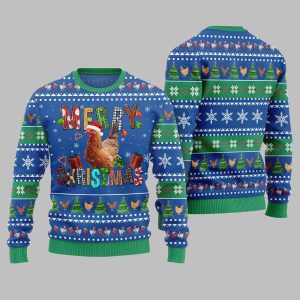 2025 Christmas Chicken Merry Christmas Ugly Christmas Sweater 1
