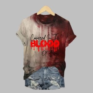 2025 Halloween Covered By The Blood of Jesus Bloody Shirt