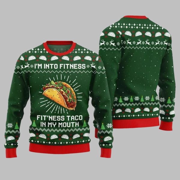 Im Into Fitness Fitness Taco In My Mouth Ugly Sweater Christmas 2025 2