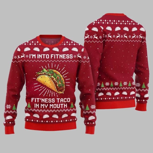 Im Into Fitness Fitness Taco In My Mouth Ugly Sweater Christmas 2025 4