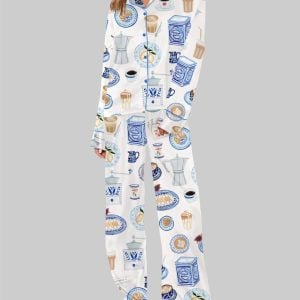 Italian Coffee Pajama Set For Women 1