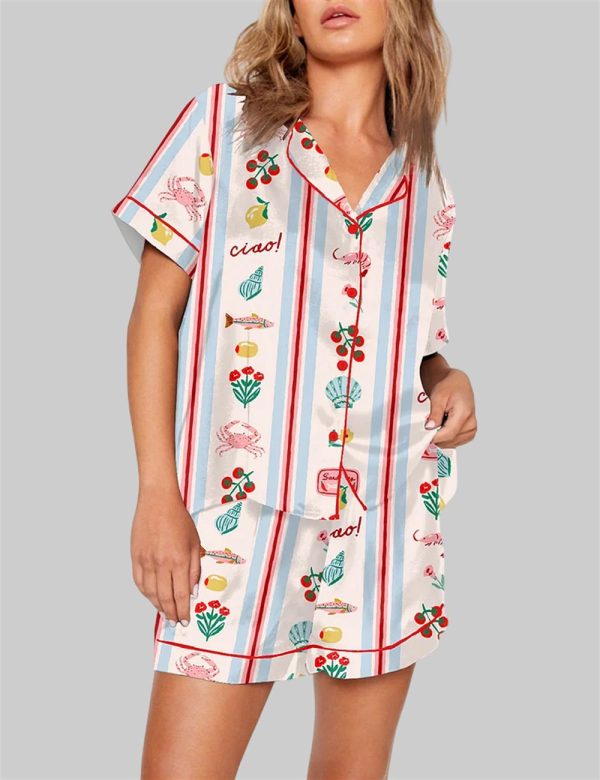 Italy Drawing La dolce vita Short Sleeve Pajama Set 1
