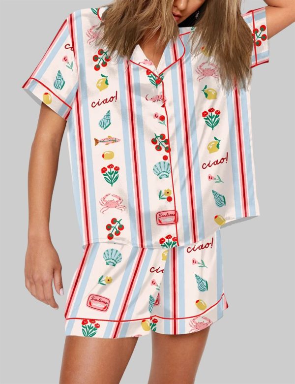 Italy Drawing La dolce vita Short Sleeve Pajama Set 2