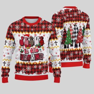2025 Christmas Jesus Is The Reason Ugly Sweatshirt 1