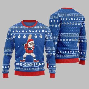 Ho Ho Home Run Funny Baseball Ugly Sweater Christmas 2025 1