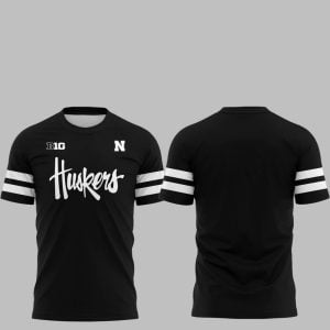 Nebraska Cornhuskers B10 Dark Mode Helmet Logo Shirt 1