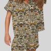 Large Scale Natural Habitat of Bees and Moths Wild Grass And Flowers Pajama Set 2