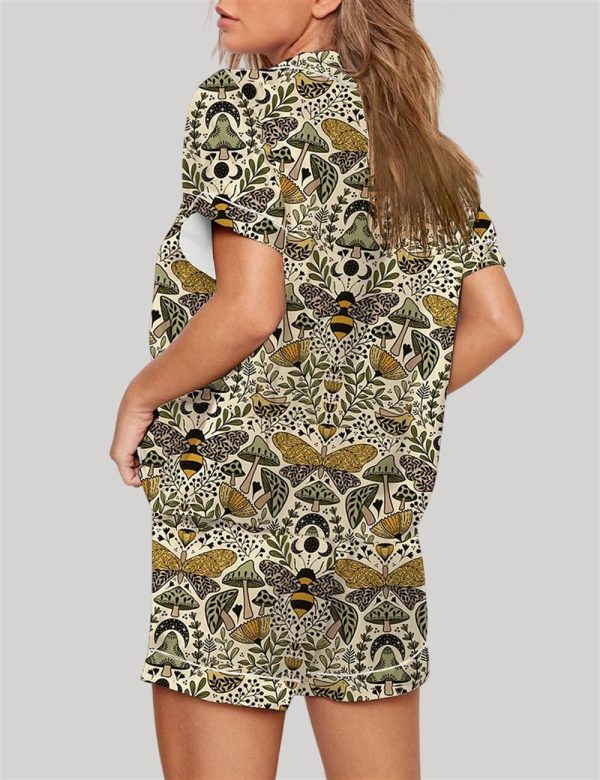 Large Scale Natural Habitat of Bees and Moths Wild Grass And Flowers Pajama Set 3