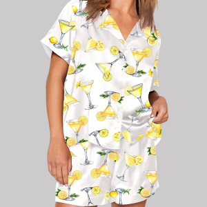 Lemon Drop Martini Watercolor Cocktail Beverage Alcohol Wedding Clipart Margarita Pajama Set 1