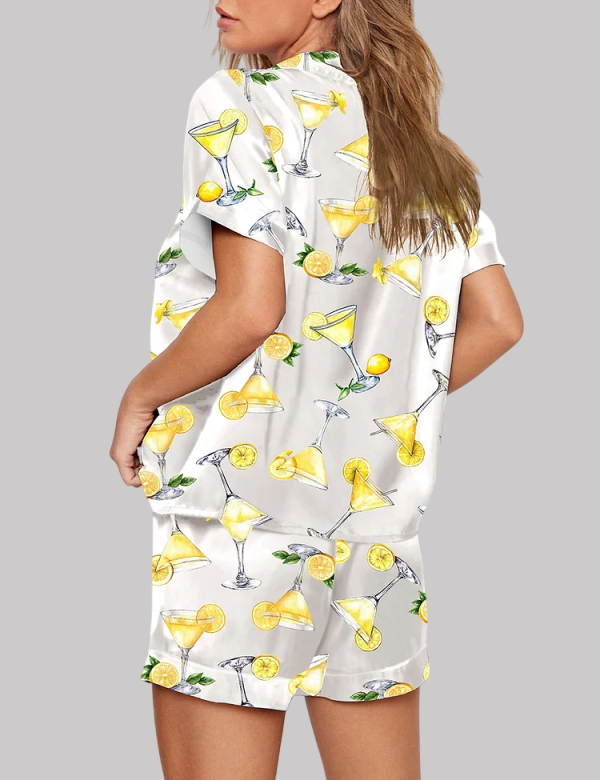 Lemon Drop Martini Watercolor Cocktail Beverage Alcohol Wedding Clipart Margarita Pajama Set 3