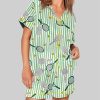 Let's Play Tennis Green and Pink Pajama Set