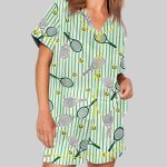 Let's Play Tennis Green and Pink Pajama Set