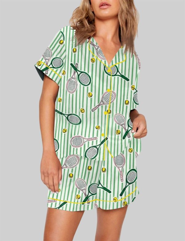 Let's Play Tennis Green and Pink Pajama Set