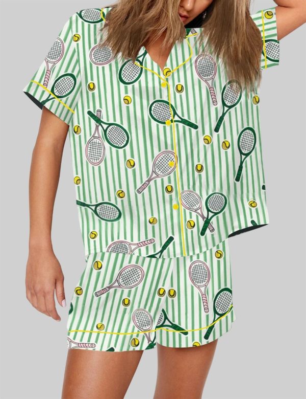 Lets Play Tennis Green and Pink Pajama Set 3