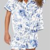 Light Blue and White Floral Pattern Pajama Set 3