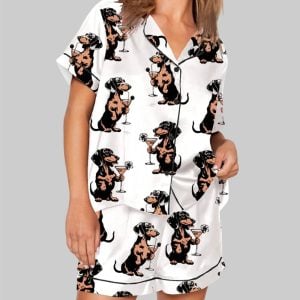 Martini Cocktail Lover Dachshund Cocktail Weenies Pajama Set 1