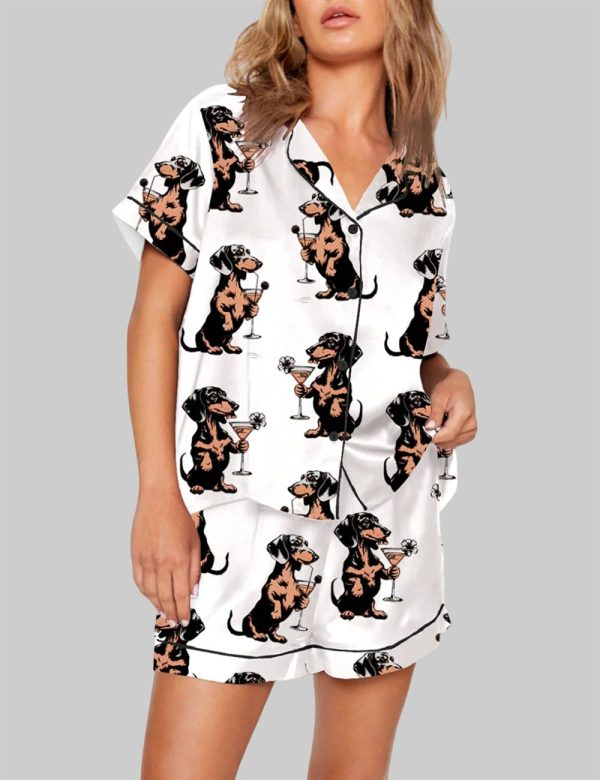 Martini Cocktail Lover Dachshund Cocktail Weenies Pajama Set 1