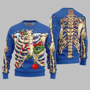2025 Christmas Funny Skeleton Ugly Christmas Sweater 1