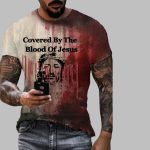 Men's 2025 Halloween Covered By The Blood of Jesus Bloody Print T-Shirt