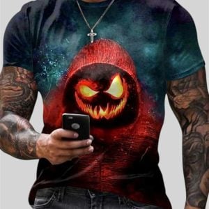 Men's 2025 Halloween Scary Pumpkin Clown Print Casual T-Shirt