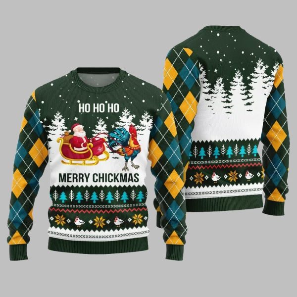 Merry Chickmas Santa Ugly Sweater Christmas 2025 1