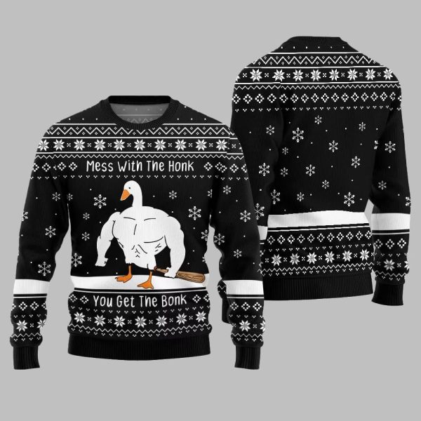 Mess With The Honk You Get The Bonk You Get The Bonk Ugly Sweater Christmas 2025 1