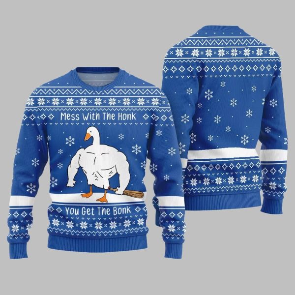 Mess With The Honk You Get The Bonk You Get The Bonk Ugly Sweater Christmas 2025 3