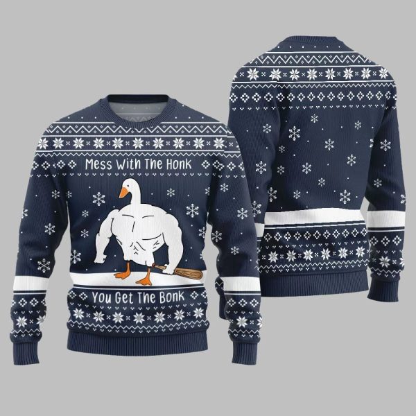 Mess With The Honk You Get The Bonk You Get The Bonk Ugly Sweater Christmas 2025 4