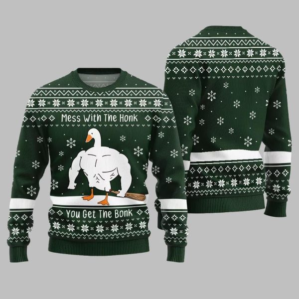 Mess With The Honk You Get The Bonk You Get The Bonk Ugly Sweater Christmas 2025 5