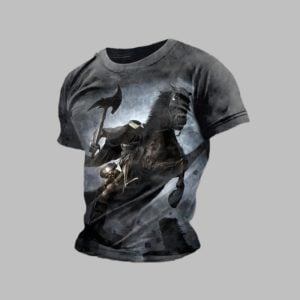 2025 Halloween Men's Halloween Headless Horseman Print T-Shirt