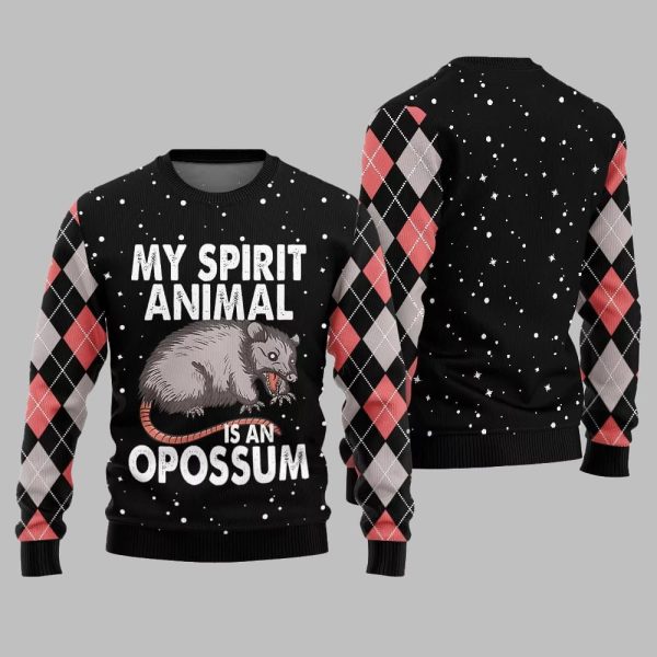 My Spirit Animal Is An Opossum Ugly Sweater Christmas 2025 2