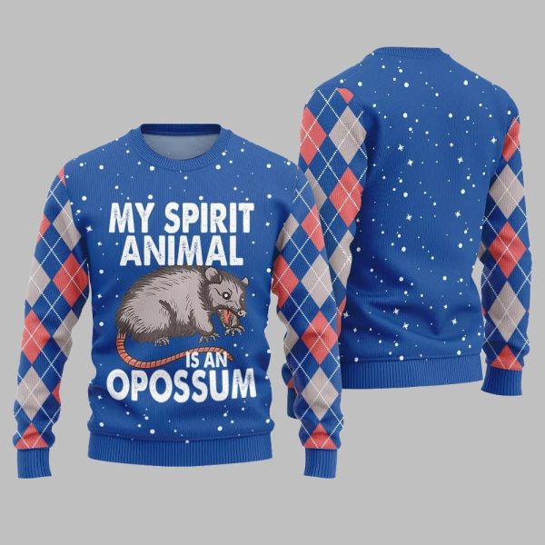 My Spirit Animal Is An Opossum Ugly Sweater Christmas 2025 3