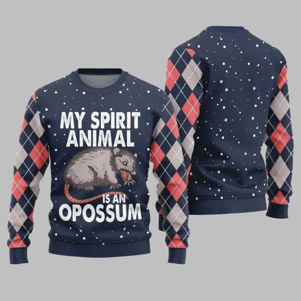My Spirit Animal Is An Opossum Ugly Sweater Christmas 2025 5