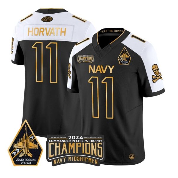 Navy Midshipmen Commander in chiefs Trophy Champions Jolly Rogers VFA 104 Horvath Jersey 1 2