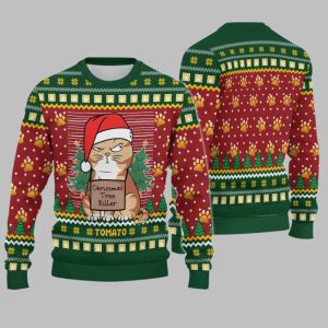 2025 Christmas Cat Tree Kille Ugly Sweatshirt 1